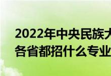 2022年中央民族大学招生计划及招生人数（各省都招什么专业）