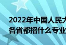 2022年中国人民大学招生计划及招生人数（各省都招什么专业）