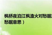 枫桥夜泊江枫渔火对愁眠意思（月落乌啼霜满天江枫渔火对愁眠意思）