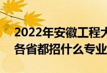 2022年安徽工程大学招生计划及招生人数（各省都招什么专业）