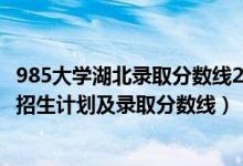 985大学湖北录取分数线2021排名（2022年985大学在湖北招生计划及录取分数线）