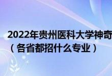 2022年贵州医科大学神奇民族医药学院招生计划及招生人数（各省都招什么专业）