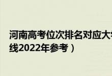 河南高考位次排名对应大学有哪些（位次对应大学最低分数线2022年参考）