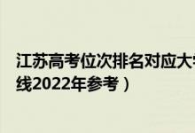 江苏高考位次排名对应大学有哪些（位次对应大学最低分数线2022年参考）