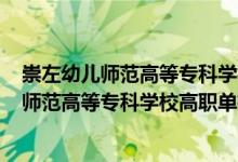 崇左幼儿师范高等专科学校2020单招专业（2022崇左幼儿师范高等专科学校高职单招招生专业及计划）