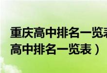 重庆高中排名一览表2020（2022年重庆重点高中排名一览表）