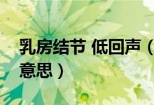 乳房结节 低回声（乳房有低回声结节是什么意思）