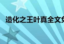 造化之王叶真全文免费阅读（造化的意思）