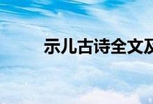 示儿古诗全文及译文（示儿 古诗）