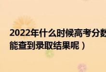 2022年什么时候高考分数可以查询（2022高考什么时候才能查到录取结果呢）