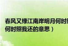 春风又绿江南岸明月何时照我还书法（春风又绿江南岸 明月何时照我还的意思）