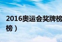 2016奥运会奖牌榜统计表（2016奥运会奖牌榜）