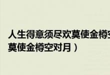 人生得意须尽欢莫使金樽空对月什么意思（人生得意须尽欢 莫使金樽空对月）