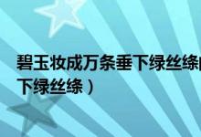 碧玉妆成万条垂下绿丝绦的意思是（碧玉妆成一树高万条垂下绿丝绦）