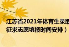 江苏省2021年体育生录取标准（2022江苏高考体育类本科征求志愿填报时间安排）