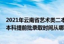 2021年云南省艺术类二本录取时间（2022云南艺术体育类本科提前批录取时间从哪天到哪天）