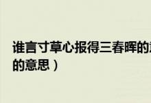 谁言寸草心报得三春晖的意思是啥（谁言寸草心报得三春晖的意思）