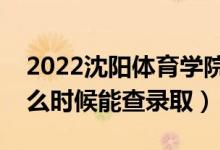 2022沈阳体育学院录取时间及查询入口（什么时候能查录取）