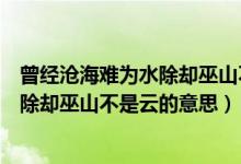 曾经沧海难为水除却巫山不是云比喻什么（曾经沧海难为水除却巫山不是云的意思）