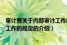 审计署关于内部审计工作的规定（关于审计署关于内部审计工作的规定的介绍）