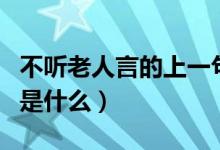 不听老人言的上一句啥（不听老人言的上一句是什么）