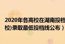 2020年各高校在湖南投档线（2022湖南本科提前批(军事院校)录取最低投档线公布）