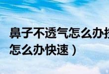 鼻子不透气怎么办按揉哪里会好（鼻子不透气怎么办快速）