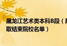 黑龙江艺术类本科B段（黑龙江2022年艺术类提前批B段录取结束院校名单）